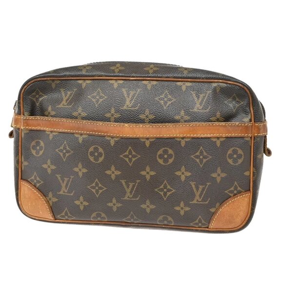 LOUIS VUITTON Compiegne 28 Clutch Bag Monogram Leather Brown GHW M51845 63KB271 - Picture 1 of 15